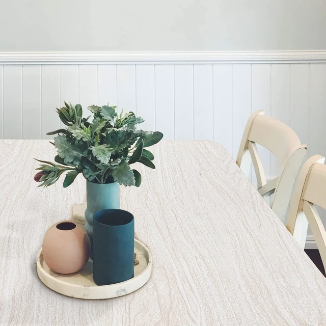 Alt view image 7 of 7 - White Wood Wallpaper Wood Grain Contact Paper for Cabinet23.6393 Natural Wood Grain Texture,Vinyl Waterproof Countertop Drawer,Self-Adhesive Wallpaper for Kitchen Funiture Easy Install/Clean