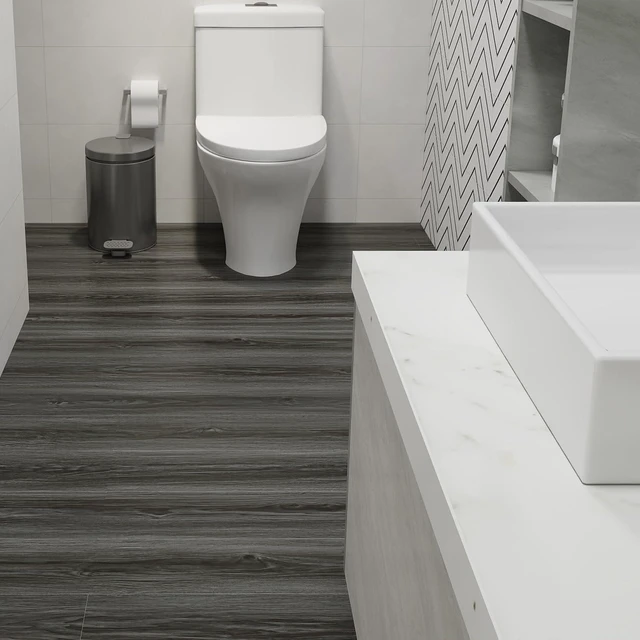 Alt view image 5 of 7 - Woodgrain Vinyl Floor Roll, 11.8" x 590", QuickApply Peel & Stick Cover 49 Sq.ft, Soft woodlook finish, Long rolls reduce seams, Work on many surfaces, Nonslip texture, Waterproof, Easy cut