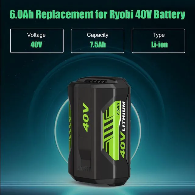 Alt view image 2 of 7 - 2Pack 40v 7.5Ah OP4026A Battery Replacement for Ryobi 40V Battery Lithium Compatible with Ryobi 40 Volt Battery 7.5Ah OP4015 OP4040 OP40201 OP4050A OP4015 OP40261 OP40401 OP4060 Power Tools