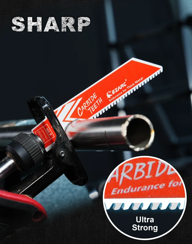 Alt view image 6 of 7 - Carbide Reciprocating Saw Blades, 6-Inch 8TPI, Thick Metal, 10-Pack Carbide Teeth, Up to 50x Longer Life Than Bi-Metal, Cuts Cast Iron, Alloy Steel, Stainless Steel, Rebar, Car Beams