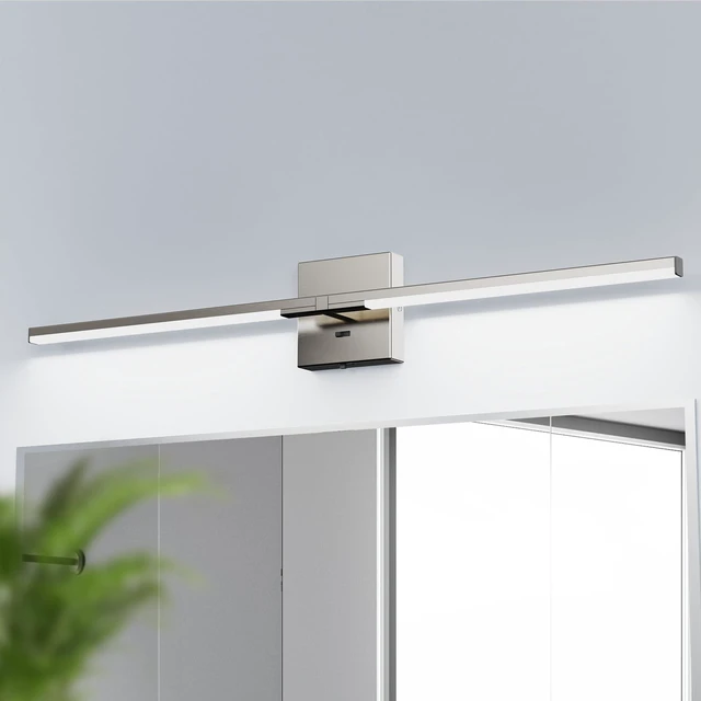 Main image of 32" Brushed Nickel Modern Bathroom Vanity Lights, Built-in Dimmer, 5CCT 360° Rotatable Light Bar, Dimmable, Hardwired Installation, CRI 85+, Moisture-Proof, Anti-Rust, 120V 18W 1450LM, ETL & FCC
