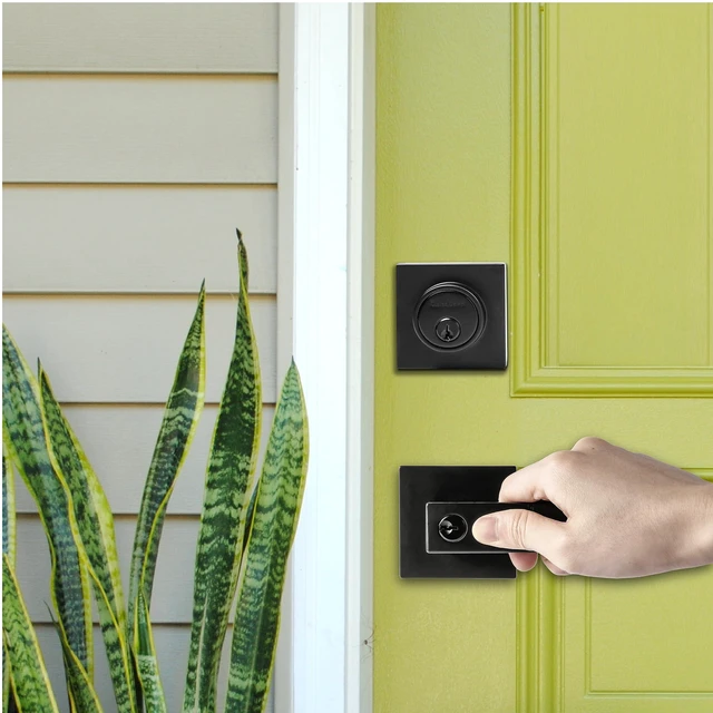 Alt view image 5 of 5 - Exterior Door Lock Set with Deadbolt, Front Door Handle Set with Deadbolt, Door Levers Single Cylinder Deadbolt Set, Keyed Alike Heavy Duty Keyed Entry Handles Locksets,(Matte Black,3Pack)