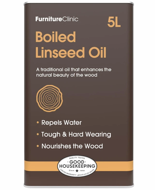 Main image of Boiled Linseed Oil for Wood 5L / 169 Fl Oz - Premium Oil to Enhance, Seal & Protect the Natural Beauty of Oak, Pine & Other Wood with a Glossy Finish