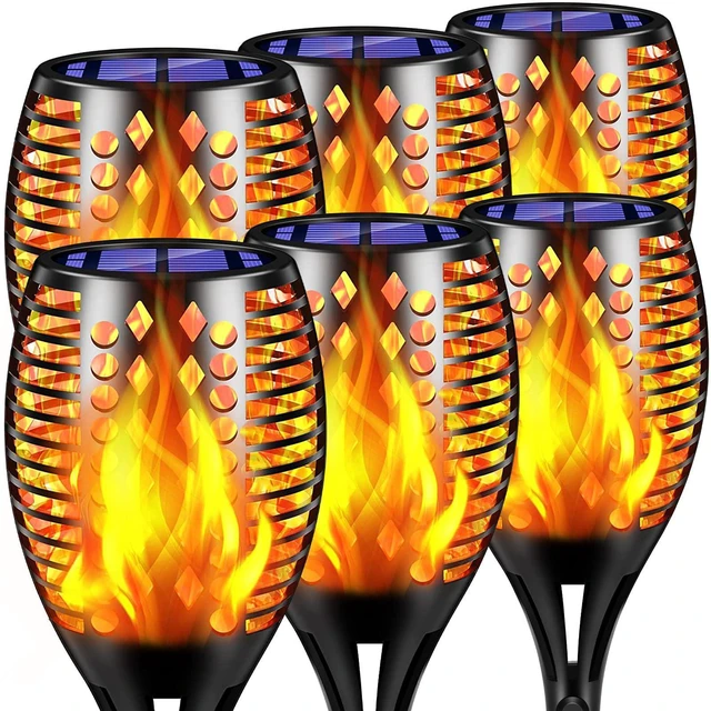 Main image of Flickering Flame Solar Torch Lights Outdoor, 43" Tall, 6 Pack Realistic Flame Effect, Charges in 6-8 Hours, 10-12-Hour Runtime, IP65 Waterproof, Auto On/Off for Yard, Patio and Garden