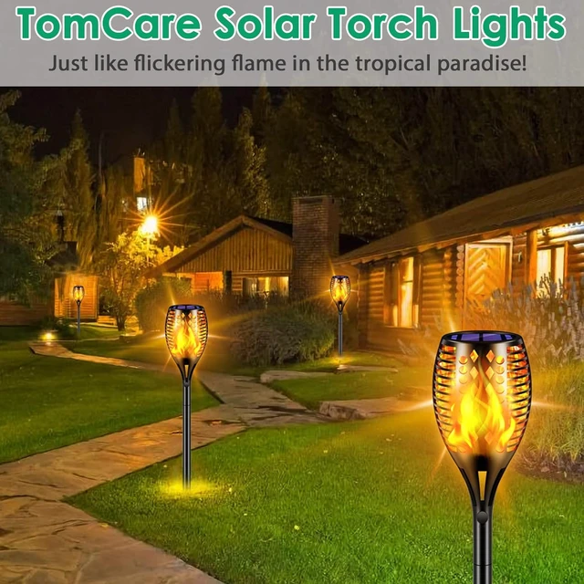 Alt view image 5 of 7 - Flickering Flame Solar Torch Lights Outdoor, 43" Tall, 6 Pack Realistic Flame Effect, Charges in 6-8 Hours, 10-12-Hour Runtime, IP65 Waterproof, Auto On/Off for Yard, Patio and Garden