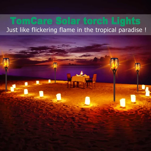 Alt view image 6 of 7 - Flickering Flame Solar Torch Lights Outdoor, 43" Tall, 6 Pack Realistic Flame Effect, Charges in 6-8 Hours, 10-12-Hour Runtime, IP65 Waterproof, Auto On/Off for Yard, Patio and Garden