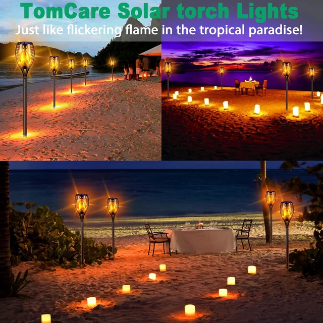 Alt view image 7 of 7 - Flickering Flame Solar Torch Lights Outdoor, 43" Tall, 6 Pack Realistic Flame Effect, Charges in 6-8 Hours, 10-12-Hour Runtime, IP65 Waterproof, Auto On/Off for Yard, Patio and Garden
