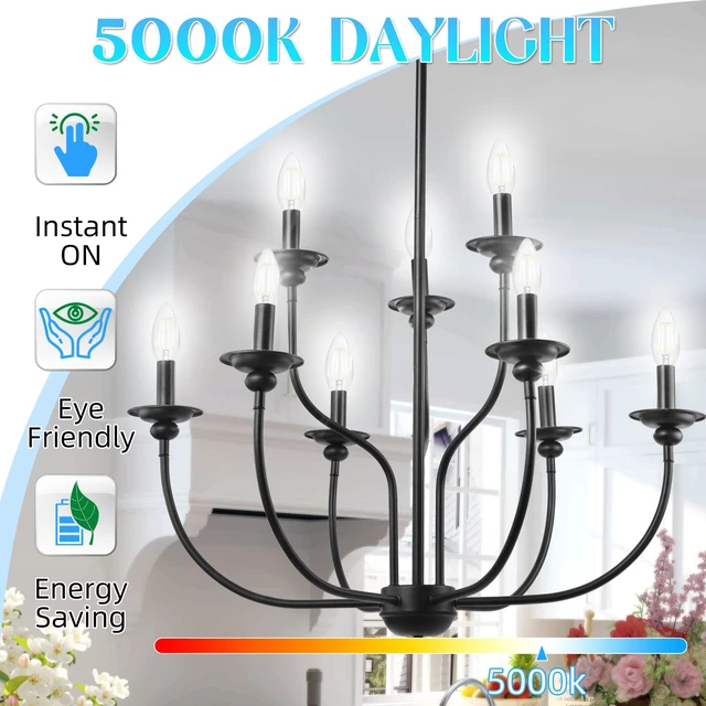 Alt view image 3 of 7 - E12 LED Bulb, Chandelier Light Bulbs, Candle Bulb, 5000K Daylight 48 Pack, 5000K Daylight Candelabra Light Bulbs, Non-Dimmable LED E12 B10 Bulb, 40 watt Equivalent, 90+CRI, 400LM, Clear Glass