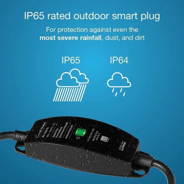 Alt view image 4 of 7 - Caseta Smart Outdoor Plug & Remote for Lights (Smart Hub Required) Smart Outdoor Plug for Patio, Backyard, Outdoor Lights, Waterproof, Built to last, All year round timer, P-PKG1OUT-BL, Black