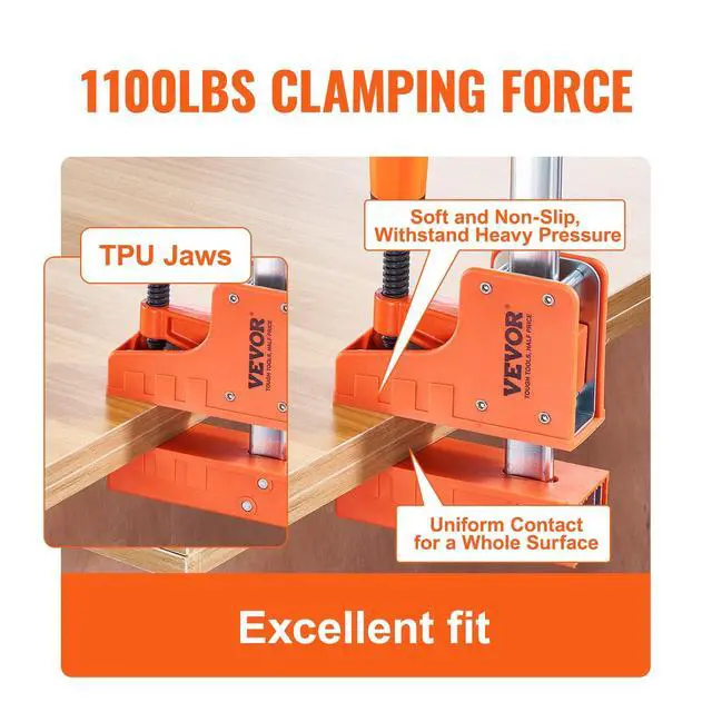 Alt view image 4 of 7 - Bar Clamps for Woodworking, 2-Pack 50" Parallel Clamp Set, F Clamp with 1100 lbs Load Limit, Even Pressure, High-strength Plastic and Carbon Steel, Wood clamps for Woodworking Metal Working