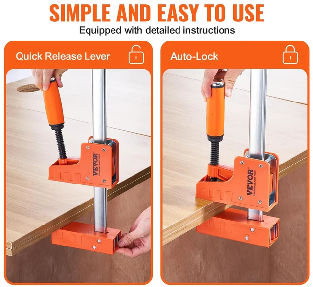 Alt view image 5 of 7 - Bar Clamps for Woodworking, 2-Pack 50" Parallel Clamp Set, F Clamp with 1100 lbs Load Limit, Even Pressure, High-strength Plastic and Carbon Steel, Wood clamps for Woodworking Metal Working
