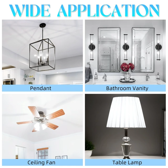 Alt view image 7 of 7 - E12 LED Bulb, Chandelier Light Bulbs, Candle Bulb, 5000K Daylight 48 Pack, 5000K Daylight Candelabra Light Bulbs, Non-Dimmable LED E12 B10 Bulb, 40 watt Equivalent, 90+CRI, 400LM, Clear Glass