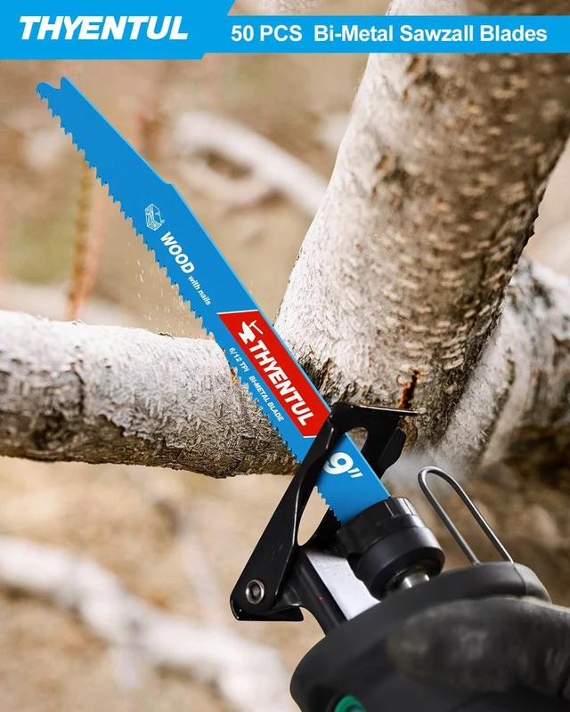 Alt view image 7 of 7 - 50 Pack 9 in Stud and Nail Saw Blades,Demo Demon Bi-Metal Demolition Reciprocating Saw Blade for Nail-Embedded Wood Cutting, Garden Pruning, Tree Trimming6/12TPI