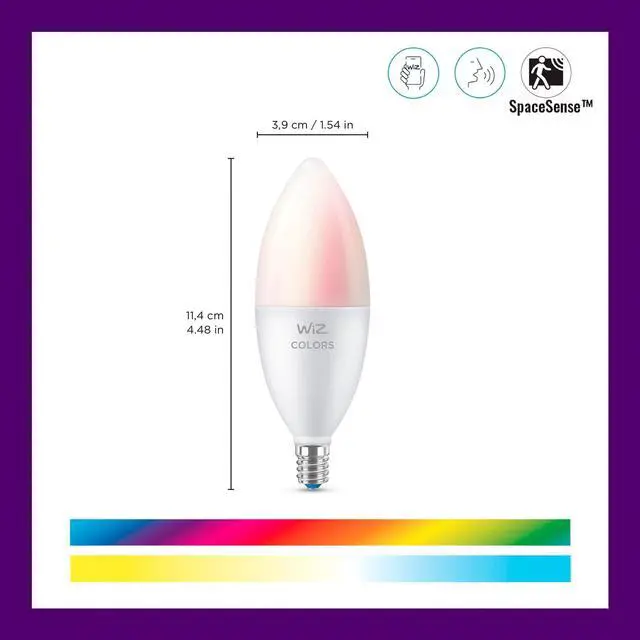 Alt view image 2 of 7 - 40W B12 Candle Bulb Light, 6-Pack Smart Bulbs, Indoor E12 LED Color Changing Lights, Connects to Wi-Fi, Control with Voice, App, Activate by Motion, Matter Compatible