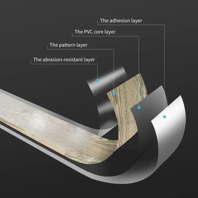 Alt view image 6 of 7 - 36-Pack Wood Texture Peel and Stick Vinyl Flooring Tiles, Aged Wood 18 & 54 sq.ft Options, Rigid Surface Hard Core, Waterproof, Self-Adhesive, Impact Resistant, Fit Indoor Household Spaces