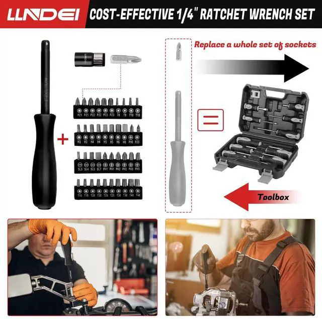 Alt view image 7 of 7 - 3/8" Drive Impact Socket Set 95Pcs SAE/Metric 5/16-3/4" & 8-22mm, Deep/Shallow Kit, Adapters, Ratchet, Bits, Spark Plug Socket, 6-Point, for Auto Repair, Garage & Home DIY