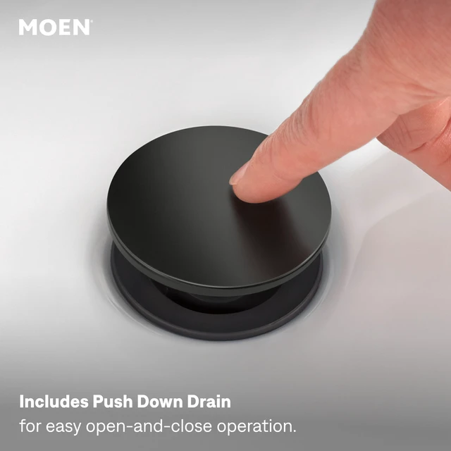 Alt view image 4 of 7 - Ronan Matte Black Two-Handle 4" Centerset Modern Bathroom Faucet with Push-Down Drain, 84022BL