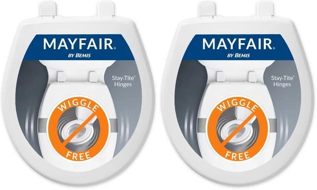 Main image of Caswell Modern Slow Close Toilet Seat, Durable Plastic Seat, Made in USA, Round, White (Pack of 2)