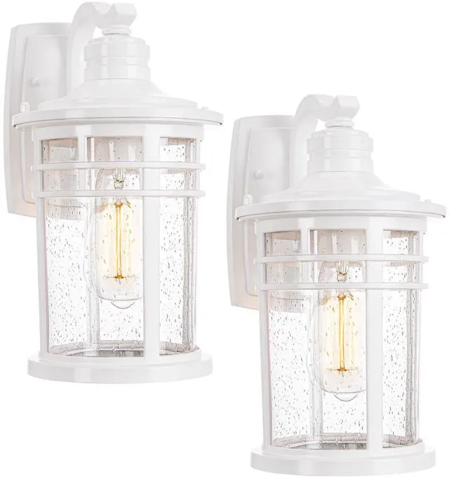 Main image of Outdoor Porch Lights Wall Mount, Outdoor Light Fixtures Sconces Wall Lighting with Seeded Glass Waterproof Exterior Lights for Patio Yard House Hallway Doorway Garage(2 Pack, White)