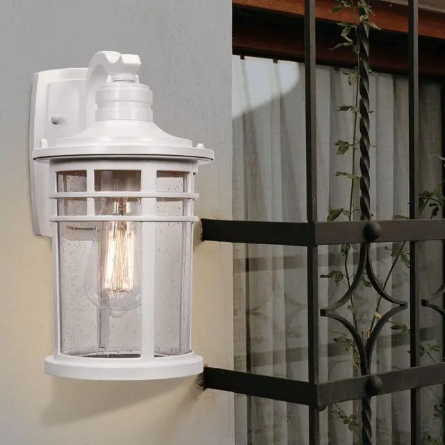 Alt view image 4 of 7 - Outdoor Porch Lights Wall Mount, Outdoor Light Fixtures Sconces Wall Lighting with Seeded Glass Waterproof Exterior Lights for Patio Yard House Hallway Doorway Garage(2 Pack, White)