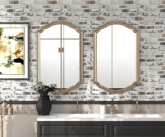 Alt view image 5 of 7 - Brick Peel and Stick Wallpaper 17.3"x197" 3D Brick Wallpaper Self Adhesive Removable Wallpaper Grey and White Textured Vintage Contact Paper for Fireplace Kitchen Home Decoration Vinyl