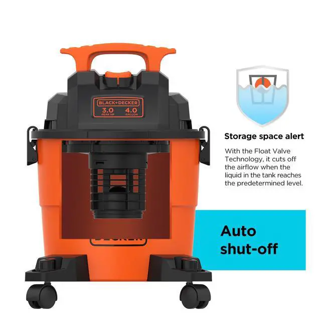 Alt view image 4 of 7 - Shop Vacuum Wet and Dry, 4 Gallon 3-in-1 Portable Shop Vac with Accessories, Workshop, Garage, Home and Car Vacuum Cleaner, 3 HP(BDXV18301P-4A)