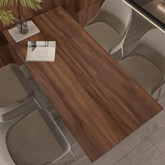 Alt view image 2 of 7 - Large Walnut Wood Contact Paper 48x118 inch Peel and Stick Wood Grain Wallpaper Self-Adhesive Wooden Look Decorative Wallpaper Removable Countertop Vinyl Wrap for Drawer Liner Cabinets Walls