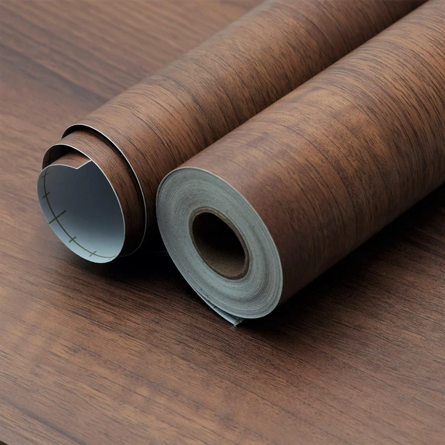 Alt view image 3 of 7 - Large Walnut Wood Contact Paper 48x118 inch Peel and Stick Wood Grain Wallpaper Self-Adhesive Wooden Look Decorative Wallpaper Removable Countertop Vinyl Wrap for Drawer Liner Cabinets Walls