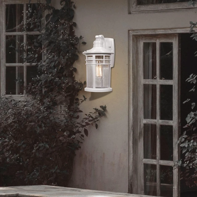 Alt view image 6 of 7 - Outdoor Porch Lights Wall Mount, Outdoor Light Fixtures Sconces Wall Lighting with Seeded Glass Waterproof Exterior Lights for Patio Yard House Hallway Doorway Garage(2 Pack, White)