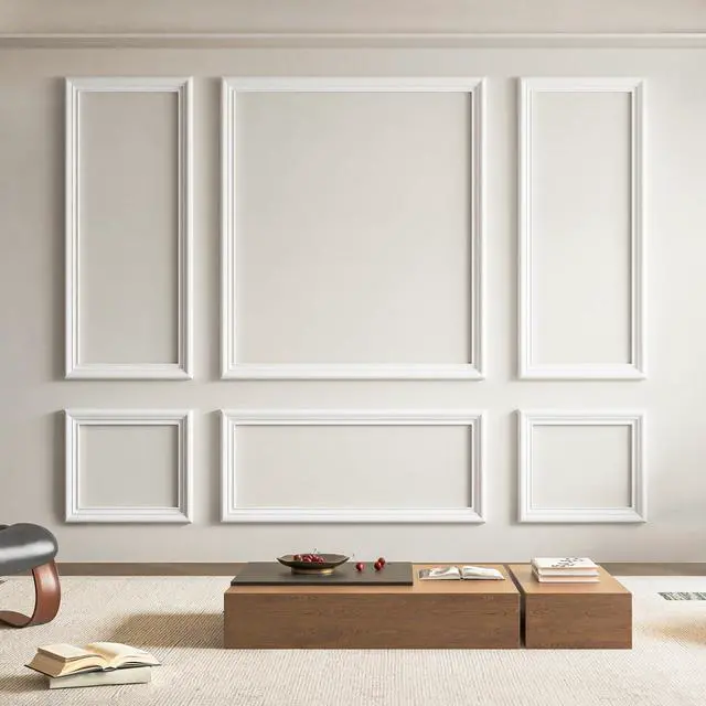 Main image of Pre-Cut Wall Molding Set, Ready-to-Assemble Panels, 3 Top 3 Bottom Ready-to-Assemble Wainscoting Panel, High-Impact, Precision Pre-Cut, DIY-Friendly, Ideal for Indoor Wall Decor, Accent Walls