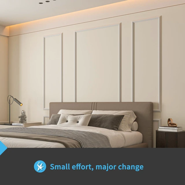 Alt view image 2 of 7 - Pre-Cut Wall Molding Set, Ready-to-Assemble Panels, 3 Top 3 Bottom Ready-to-Assemble Wainscoting Panel, High-Impact, Precision Pre-Cut, DIY-Friendly, Ideal for Indoor Wall Decor, Accent Walls