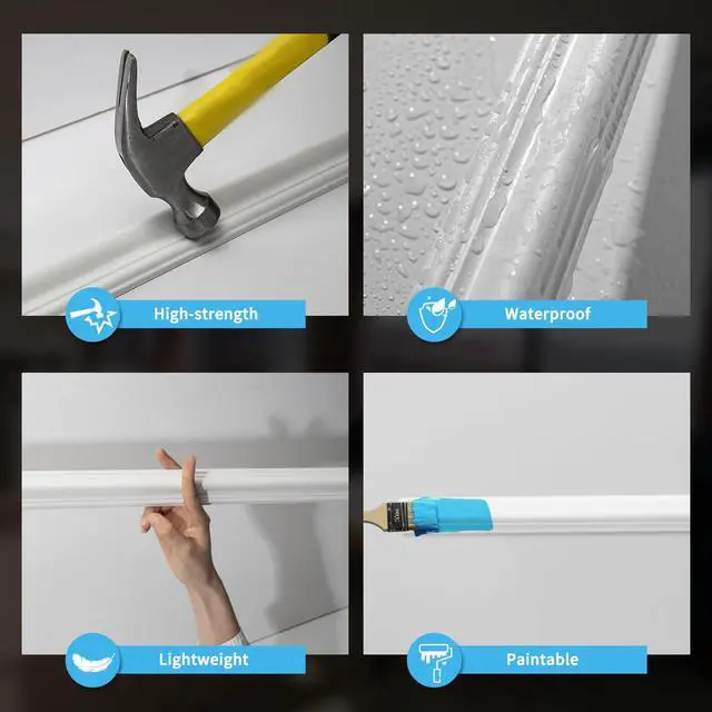 Alt view image 5 of 7 - Pre-Cut Wall Molding Set, Ready-to-Assemble Panels, 3 Top 3 Bottom Ready-to-Assemble Wainscoting Panel, High-Impact, Precision Pre-Cut, DIY-Friendly, Ideal for Indoor Wall Decor, Accent Walls