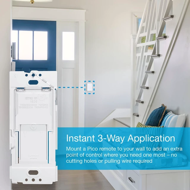 Alt view image 6 of 7 - Caseta Smart Lamp Dimmer Kit; Plug-in Dimmer & Pico Wireless Remote Wireless remote and lamp dimmer kit adds a new switch for floor lamps or table lamps without running wires P-PKG1P-WH, White