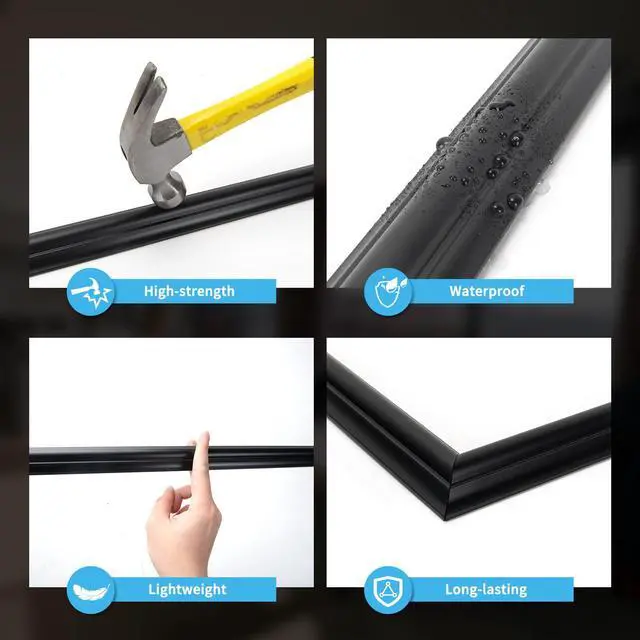Alt view image 5 of 7 - Pre-Cut Wall Molding Set of 6 pcs, 3 Top 3 Bottom, Black Ready-to-Assemble Wainscoting Panel, High-Impact, Precision Pre-Cut, DIY-Friendly, Ideal for Indoor Wall Decor, Accent Walls