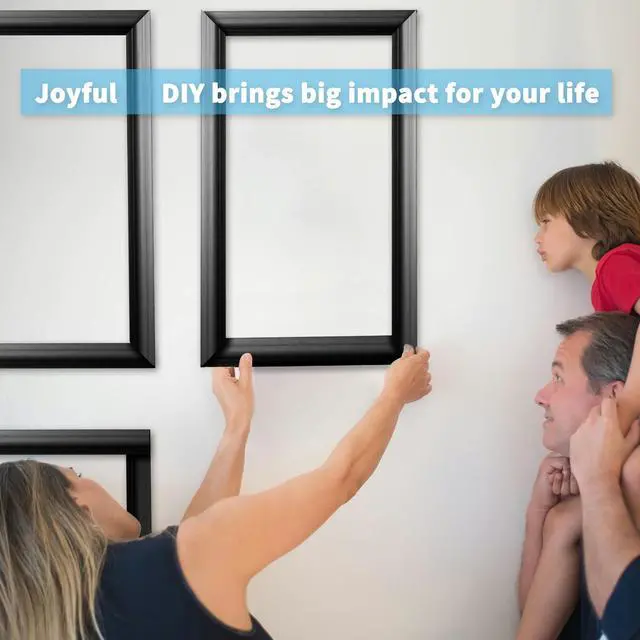 Alt view image 7 of 7 - Pre-Cut Wall Molding Set of 6 pcs, 3 Top 3 Bottom, Black Ready-to-Assemble Wainscoting Panel, High-Impact, Precision Pre-Cut, DIY-Friendly, Ideal for Indoor Wall Decor, Accent Walls
