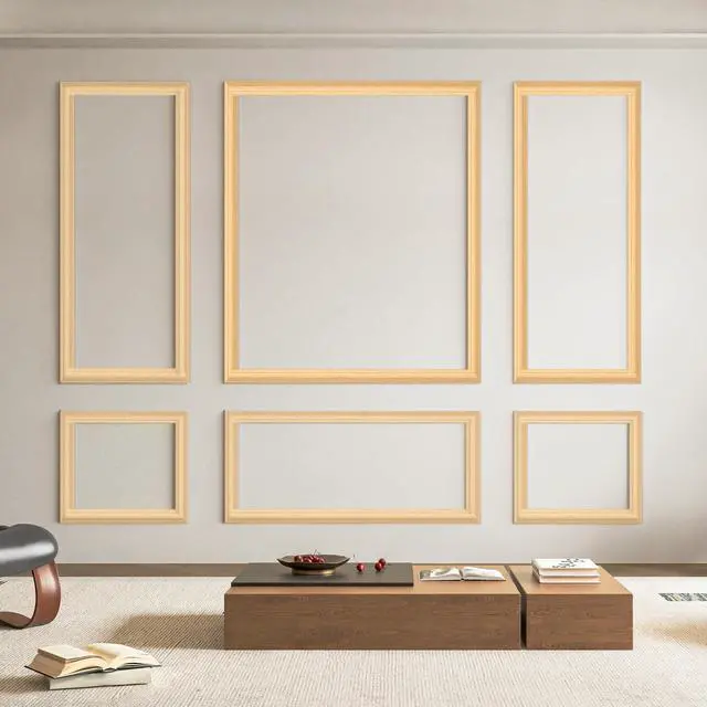 Main image of Pre-Cut Wall Molding Set of 6 pcs, 3 Top 3 Bottom, Oak Ready-to-Assemble Wainscoting Panel, High-Impact, Precision Pre-Cut, DIY-Friendly, Ideal for Indoor Wall Decor, Accent Walls