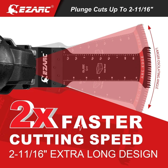 Alt view image 2 of 7 - Japanese Tooth Oscillating Saw Blades, 20 PCS Extra-Long Arc Edge Oscillating Multitool Blades Clean Cut for Wood and Plastic, Universal Quick Release Multi Tool Blades Kits