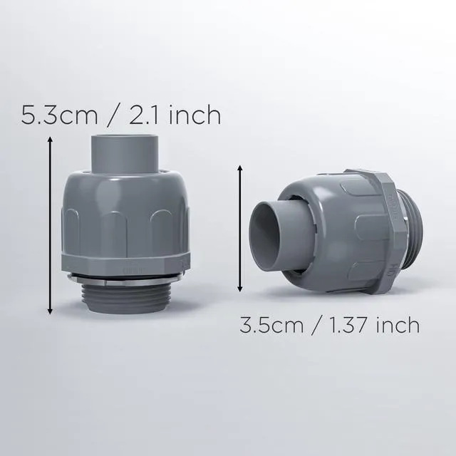 Alt view image 3 of 6 - Conduit Connectors, 1/2 Inch, Straight, Grey, 100-Pack Liquid Tight Connector, NPT, Non-Metallic, for PVC Electrical Flexible Conduit Fittings, 180 Degree, UL Listed
