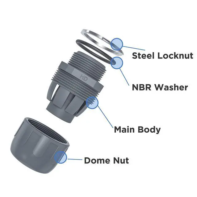 Alt view image 4 of 6 - Conduit Connectors, 1/2 Inch, Straight, Grey, 100-Pack Liquid Tight Connector, NPT, Non-Metallic, for PVC Electrical Flexible Conduit Fittings, 180 Degree, UL Listed