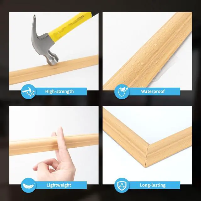 Alt view image 5 of 7 - Pre-Cut Wall Molding Set of 6 pcs, 3 Top 3 Bottom, Oak Ready-to-Assemble Wainscoting Panel, High-Impact, Precision Pre-Cut, DIY-Friendly, Ideal for Indoor Wall Decor, Accent Walls