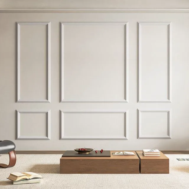 Main image of Pre-Cut Wall Molding Set, Ready-to-Assemble Panels, 3 Top 3 Bottom Ready-to-Assemble Wainscoting Panel, High-Impact, Precision Pre-Cut, DIY-Friendly, Ideal for Indoor Wall Decor, Accent Walls