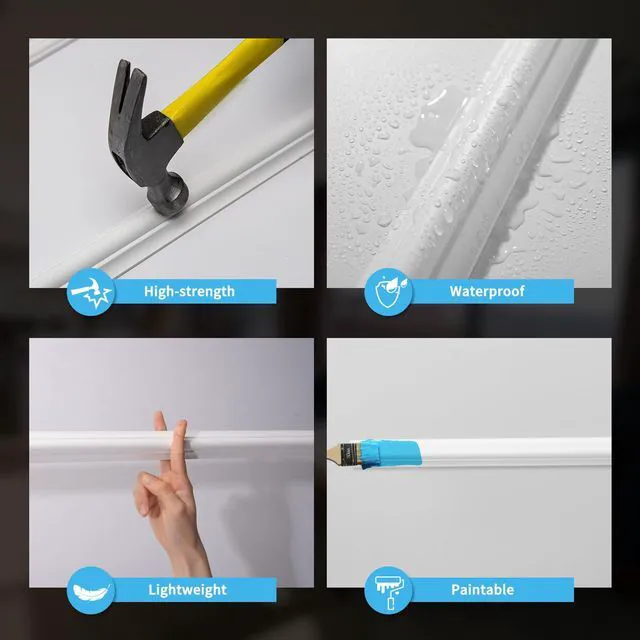 Alt view image 5 of 7 - Pre-Cut Wall Molding Set, Ready-to-Assemble Panels, 3 Top 3 Bottom Ready-to-Assemble Wainscoting Panel, High-Impact, Precision Pre-Cut, DIY-Friendly, Ideal for Indoor Wall Decor, Accent Walls