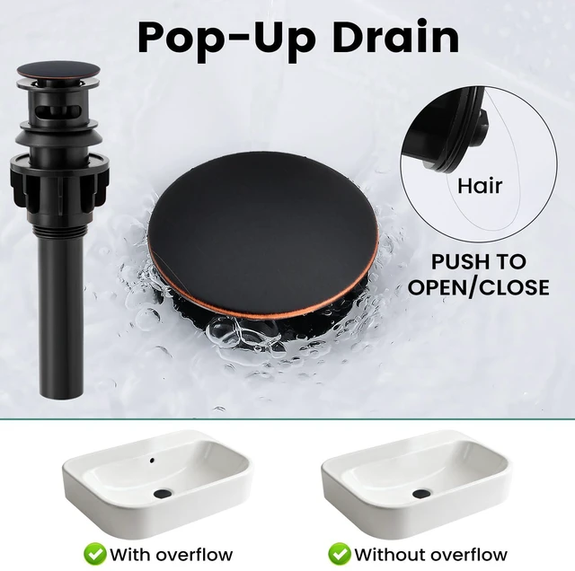 Alt view image 7 of 7 - Bathroom Faucet 3 Hole with Pull Down Sprayer, Oil Rubbed Bronze Lead-free stainless steel, pop-up drain, 2-handle, 360°swivel, 8-inch widespread Faucet for RV/vanity sink, 3-hole mount