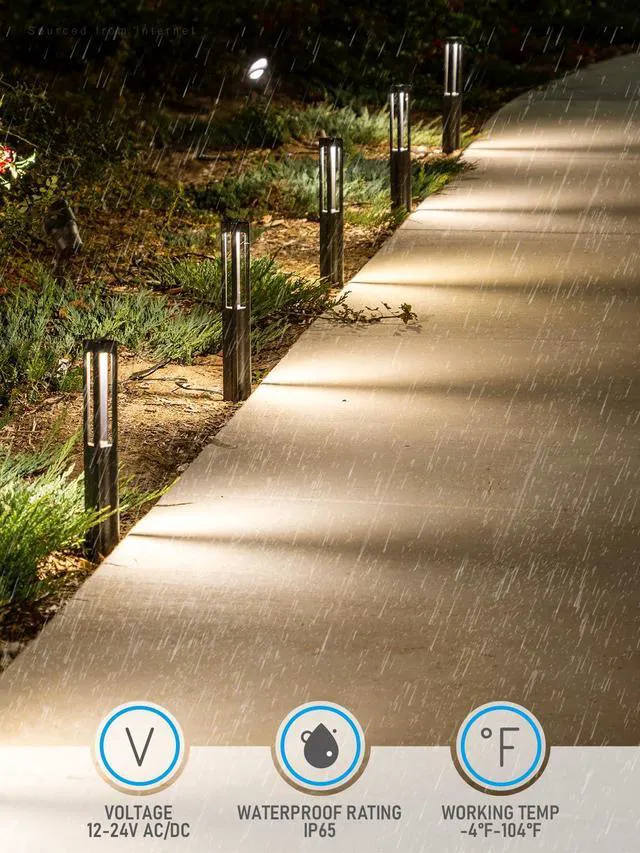 Alt view image 4 of 7 - 6-Pack 3W LED Low Voltage Path Lights Aluminum 3000K Black Landscape Pathway Lights, Outdoor Landscape Lighting for Driveway, Garden, 12-24V AC/DC, ETL, IP65 Waterproof, Warm White