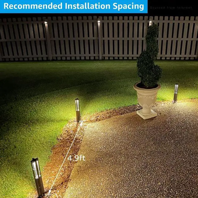 Alt view image 6 of 7 - 6-Pack 3W LED Low Voltage Path Lights Aluminum 3000K Black Landscape Pathway Lights, Outdoor Landscape Lighting for Driveway, Garden, 12-24V AC/DC, ETL, IP65 Waterproof, Warm White