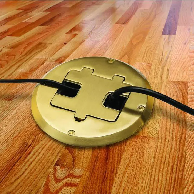 Alt view image 3 of 7 - Floor Box Kit 6239ACBP Brass 15A/125V Duplex Receptacle Outlet with USB Ports, Single Gang Electrical Box for Wood Sub-Floor with 3.1A/5V Type A and C USB Outlet Receptacles for Home Improvement