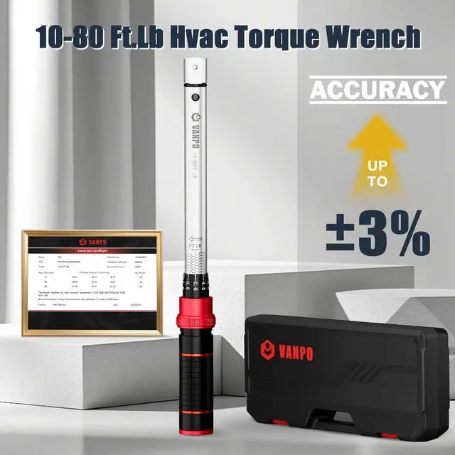 Alt view image 5 of 7 - HVAC Torque Wrench 1080 Ft-lb, 9×12mm, for Mini Split AC Adjustable Click Torque Wrench with Open End Heads (1732mm), ±3% Accuracy, for Refrigeration Flare Nut Installation