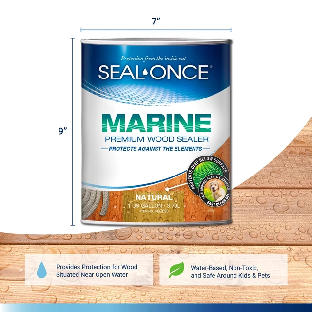 Alt view image 2 of 7 - Marine Waterproof Wood Sealer and Stain, Natural, 1 Gallon
