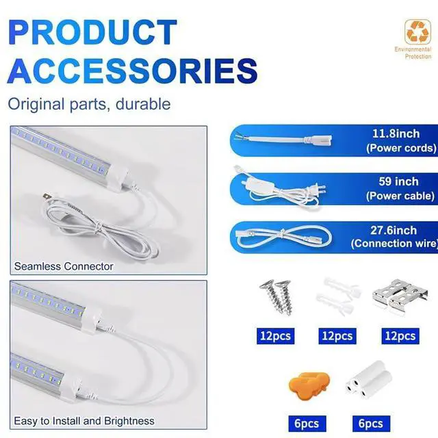 Alt view image 4 of 6 - 3FT Led Shop Light,3FT Lights 36W 6500K 5000LM Daylight,Led Shop Lights 110V Linkable Clear Cover Integrated V-Shape for Shop Garage Warehouse Workshop Commercial Bay Lighting(6-Pack)