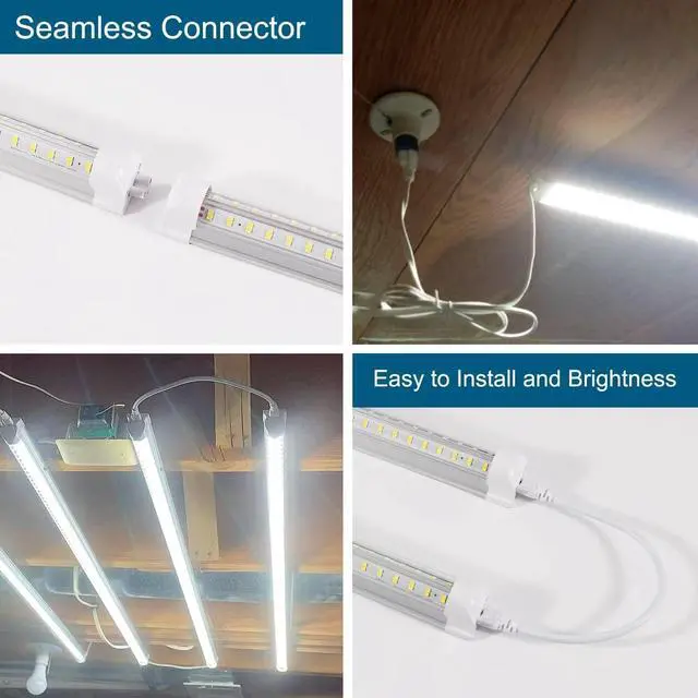Alt view image 5 of 6 - 3FT Led Shop Light,3FT Lights 36W 6500K 5000LM Daylight,Led Shop Lights 110V Linkable Clear Cover Integrated V-Shape for Shop Garage Warehouse Workshop Commercial Bay Lighting(6-Pack)